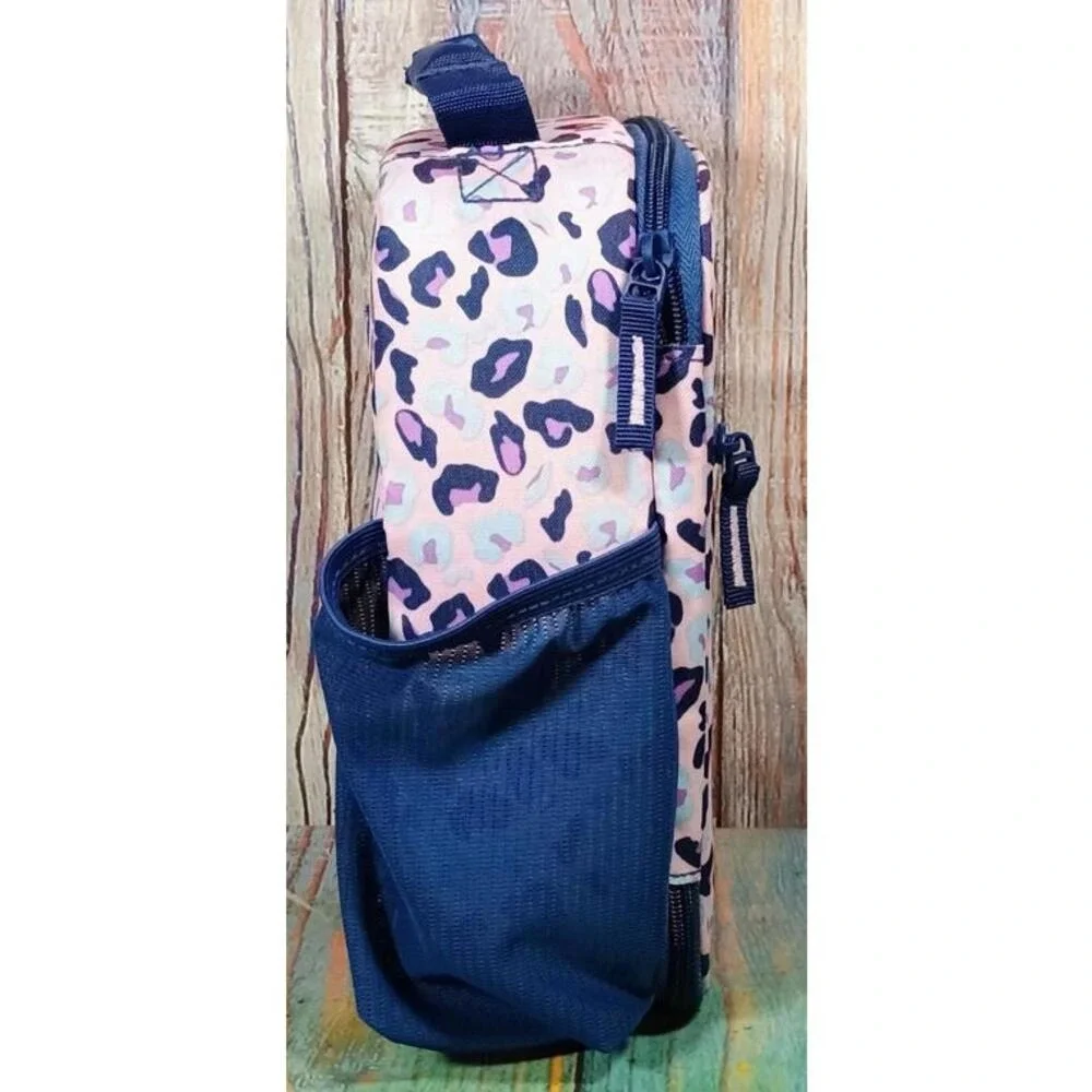 Fulton Bag Co Pink Leopard Print Insulated Lunch Box Hard Liner Water Repellent